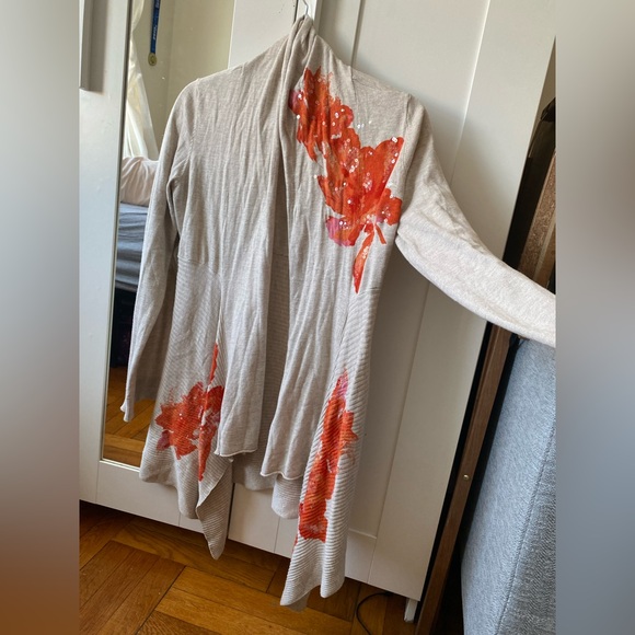 I.N.C. International Concepts Soft Sequin Floral Open Cardigan Sweater - Small - Picture 3 of 7